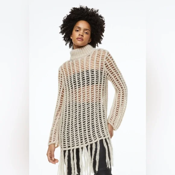 long sleeve knit dress white White Knit Long Dress main image 1